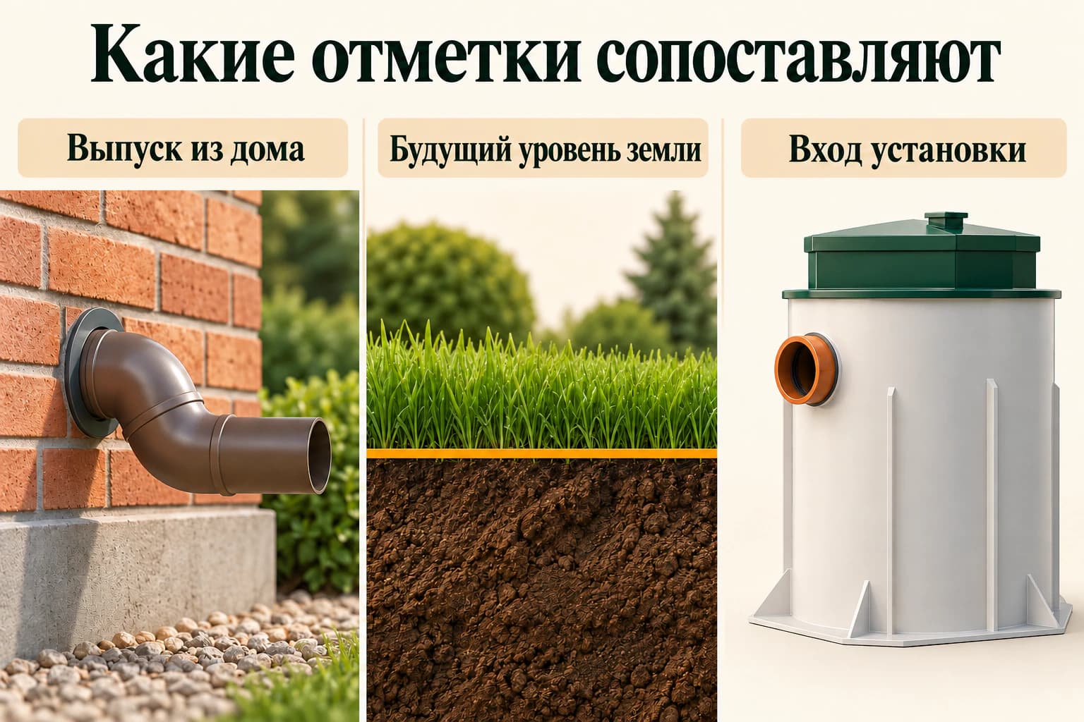 Высотные отметки, которые сопоставляют при подготовке схемы канализации