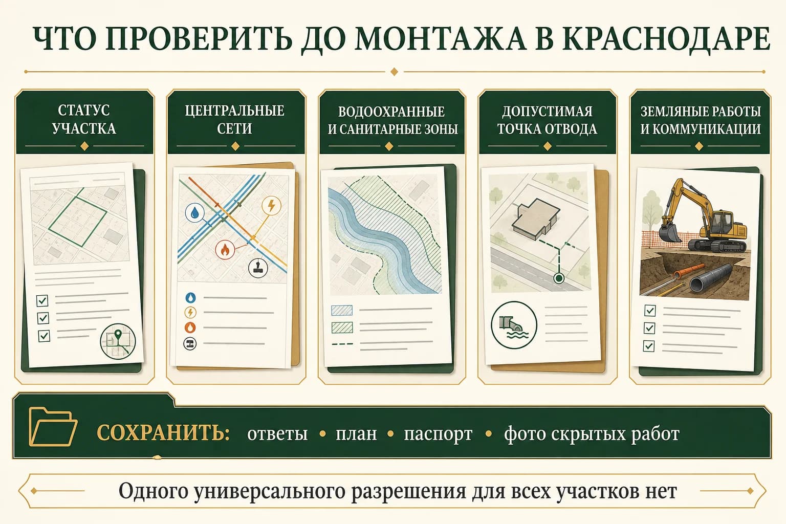 Маршрут проверки документов для септика в Краснодаре